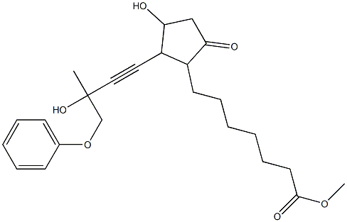 7-[2β-(3-ヒドロキシ-3-メチル-4-フェノキシ-1-ブチニル)-3β-ヒドロキシ-5-オキソシクロペンタン-1α-イル]ヘプタン酸メチル 化学構造式