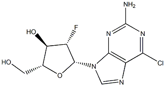 2-AMino-6-chloropurine -9-beta-D-(2'-deoxy-2'-fluoro)-arabinoriboside 化学構造式