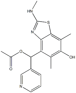 4-Benzothiazolemethanol,  6-hydroxy-5,7-dimethyl-2-(methylamino)--alpha--3-pyridinyl-,  -alpha--acetate  (9CI),145096-29-3,结构式