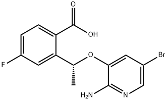 Benzoic acid, 2-[(1R)-1-[(2-amino-5-bromo-3-pyridinyl)oxy]ethyl]-4-fluoro-|Benzoic acid, 2-[(1R)-1-[(2-amino-5-bromo-3-pyridinyl)oxy]ethyl]-4-fluoro-