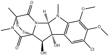 3,11a-Epidithio-11aH-pyrazino1,2:1,5pyrrolo2,3-bindole-1,4-dione, 9-chloro-2,3,5a,6,10b,11-hexahydro-10b,11-dihydroxy-7,8-dimethoxy-2,3,6-trimethyl-, (3R,5aR,10bS,11R,11aR)- Structure