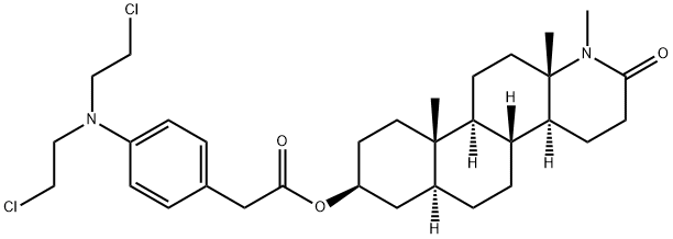 3-hydroxy-N-methyl-17-aza-D-homoandrostan-17-one-4-N,N-bis(2-chloroethyl)aminophenylacetate Structure