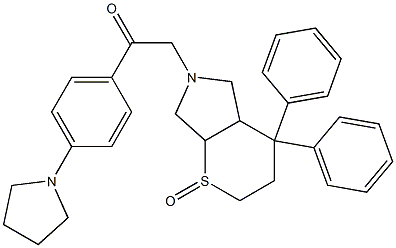 2-(2-oxo-5,5-diphenyl-2$l^{4}-thia-8-azabicyclo[4.3.0]non-8-yl)-1-(4-p yrrolidin-1-ylphenyl)ethanone 化学構造式