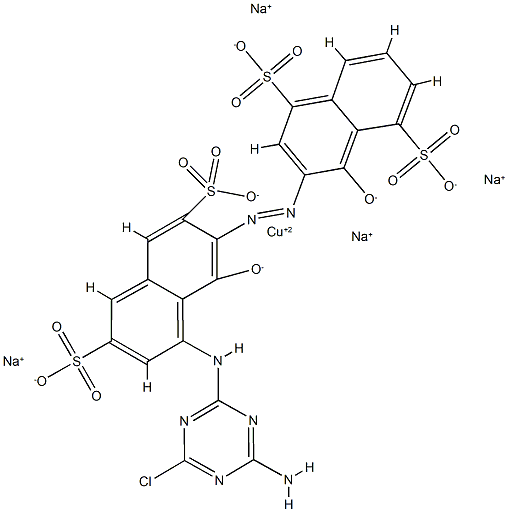 tetrasodium [3-[[8-[(4-amino-6-chloro-1,3,5-triazin-2-yl)amino]-1-hydroxy-3,6-disulpho-2-naphthyl]azo]-4-hydroxynaphthalene-1,5-disulphonato(6-)]cuprate(4-) Structure