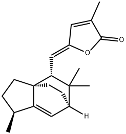 5-[(Z)-((1S)-1,2,3,4,5,6-ヘキサヒドロ-1,5,5-トリメチル-3aα,6α-エタノ-3aH-インデン-4-イル)メチレン]-3-メチルフラン-2(5H)-オン 化学構造式