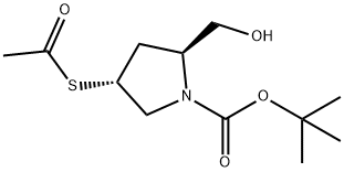 (2S,4R)-tert-butyl 4-(acetylthio)-2-(hydroxymethyl)pyrrolidine-1-carboxylate Struktur