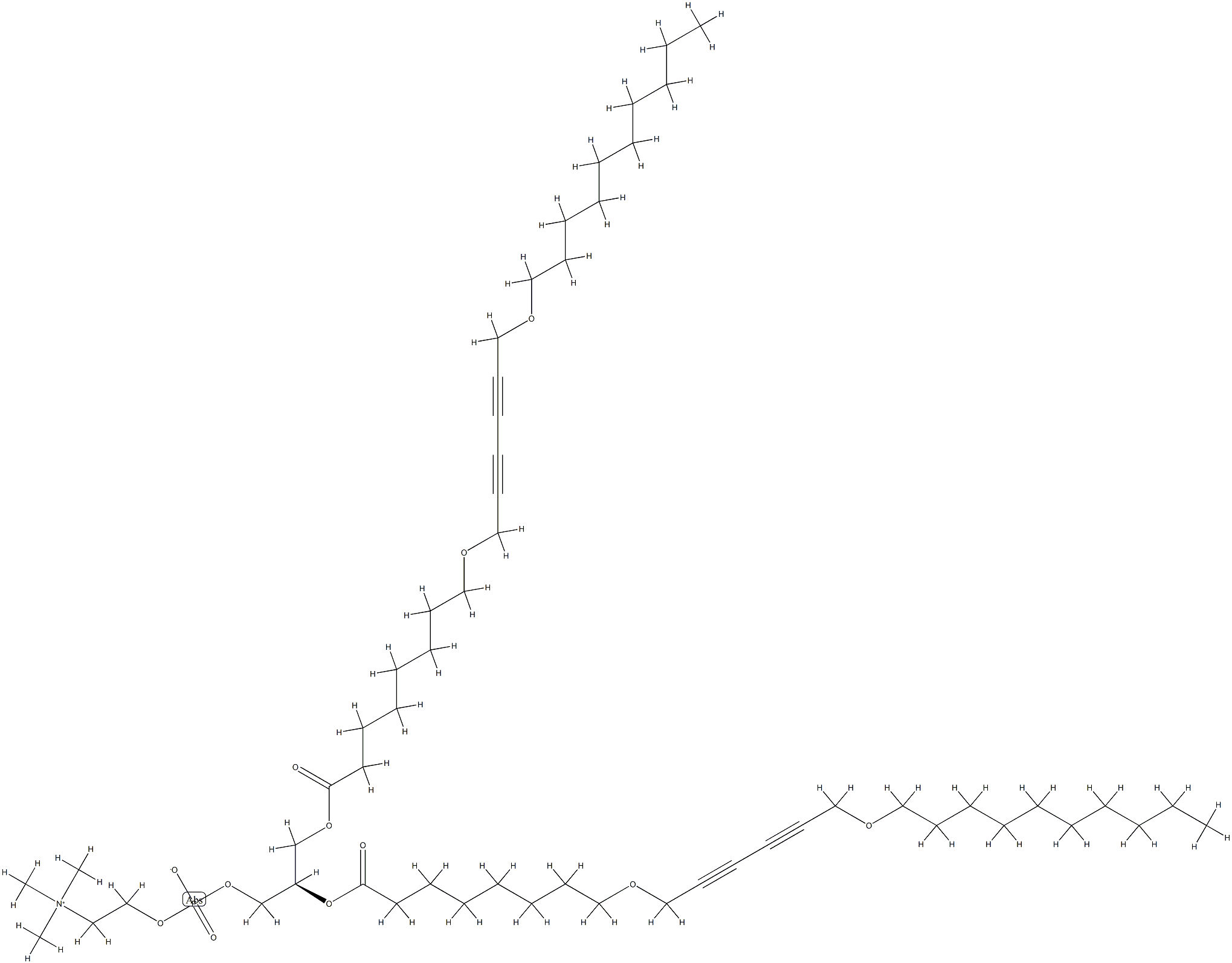 1,2-bis(9,16-dioxahexacosa-11,13-diynoyl)-sn-3-phosphocholine 结构式