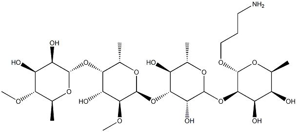 3-aminopropyl 6-deoxy-2-O-(3-O-(2-O-methyl-(4-O-methylrhamnopyranosyl)fucopyranosyl)rhamnopyranosyl)talopyranoside Structure