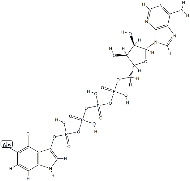 5-bromo-4-chloro-3-indolyltetraphospho-5'-adenosine 结构式