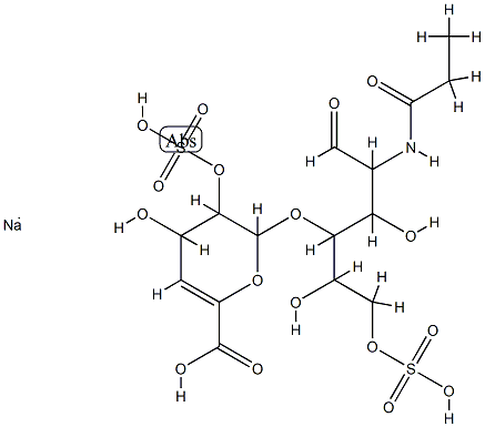 2-脱氧-4-O-(4-脱氧-2-O-磺基-ALPHA-L-苏式-己-4-烯吡喃糖基)-2-[(1-氧代丙基)氨基]-D-葡萄糖 6-(硫酸氢酯)三钠盐 结构式