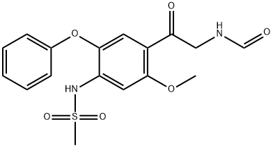 N-{4-[2-(ホルミルアミノ)アセチル]-5-メトキシ-2-フェノキシフェニル}メタンスルホンアミド 化学構造式