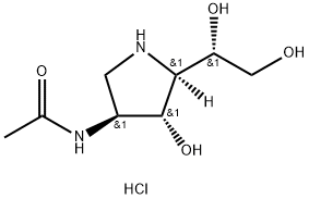 Acetamide, N-5-(1,2-dihydroxyethyl)-4-hydroxy-3-pyrrolidinyl-, monohydrochloride, 3S-3.alpha.,4.beta.,5.alpha.(R*)-,149818-01-9,结构式