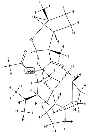 (22S)-22-Acetoxy-23-[(1R,4R,5S)-1,4-dimethyl-2,8-dioxabicyclo[3.2.1]octan-4-yl]daphnan-23-one 结构式