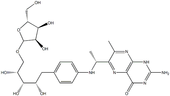 1-(4-((1-(2-amino-7-methyl-4-oxo-6-pteridinyl)ethyl)amino)phenyl)-1-deoxy-(1-ribofuranosyl)ribitol|