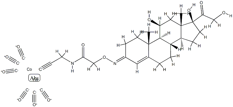 11beta,17alpha,21-trihydroxypregn-4-ene-20-one-3-(O-(N-propargyl)carbamoylmethyl)oxime hexacarbonyldicobalt Struktur