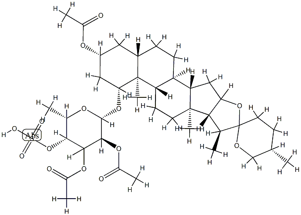 1-O-(2',3'-diacetylfucopyranosyl-(4'-sulfate))-5-spirostan-1-ol 3-acetate Structure