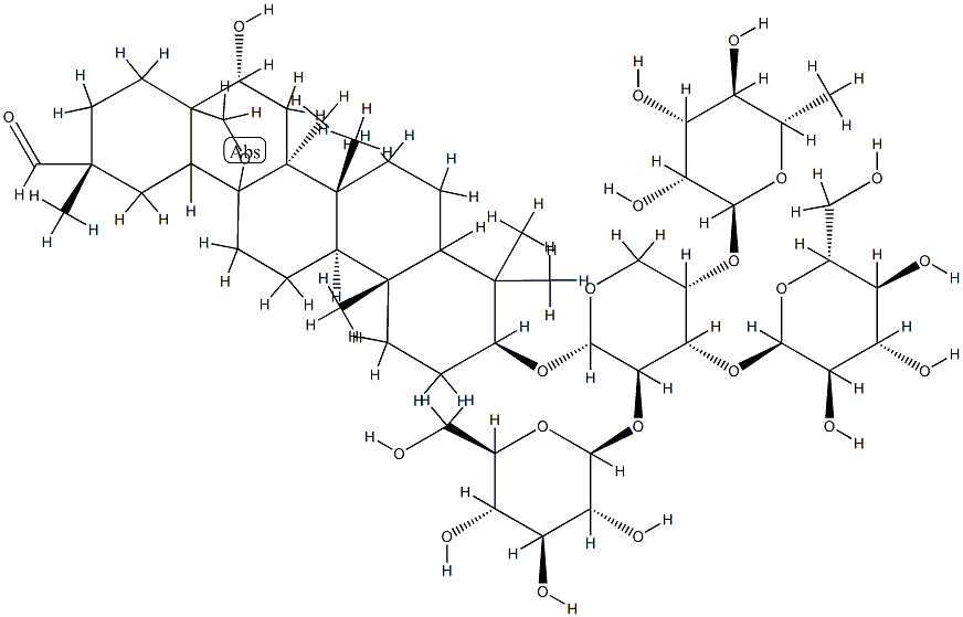 cyclamiretin A 3-O-rhamnopyranosyl-1-4-glucopyranosyl-1-2-(glucopyranosyl-1-4)-arabinopyranoside 结构式