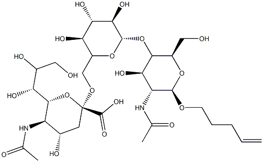 N-acetylneuraminyl-2-6-galactopyranosyl-1-4-N-acetylglucosaminyl-1-O-pent-4-ene Struktur