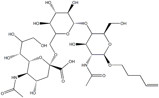 N-acetylneuraminyl-2-6-galactopyranosyl-1-4-N-acetylglucosaminyl-1-O-pent-4-ene 结构式