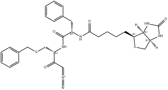 biotin-phenylalanyl-(S-benzyl)cysteinyl-diazomethane Structure