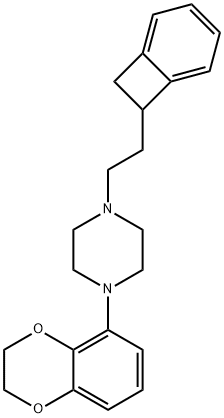 1-(2-ビシクロ[4.2.0]オクタ-1,3,5-トリエン-7-イルエチル)-4-[(2,3-ジヒドロ-1,4-ベンゾジオキシン)-5-イル]ピペラジン 化学構造式