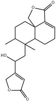 7-[2-(2,5-ジヒドロ-5-オキソフラン-3-イル)-2-ヒドロキシエチル]-6,6a,7,8,9,10-ヘキサヒドロ-7,8-ジメチルナフト[1,8a-c]フラン-3(5H)-オン 化学構造式