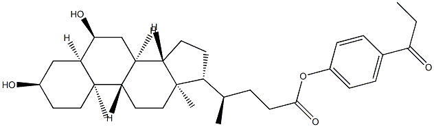 (3α,5β,6α)-3,6-Dihydroxycholan-24-oic Acid 4-(1-Oxopropyl)phenyl Ester, 155587-60-3, 结构式