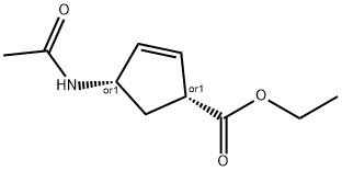 2-Cyclopentene-1-carboxylicacid,4-(acetylamino)-,ethylester,(1R,4S)-rel- Structure