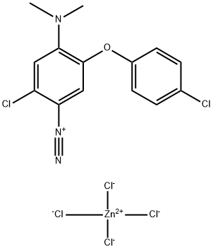 2[2-クロロ-5-(4-クロロフェノキシ)-4-(ジメチルアミノ)ベンゼンジアゾニウム]・テトラクロロジンカート 化学構造式