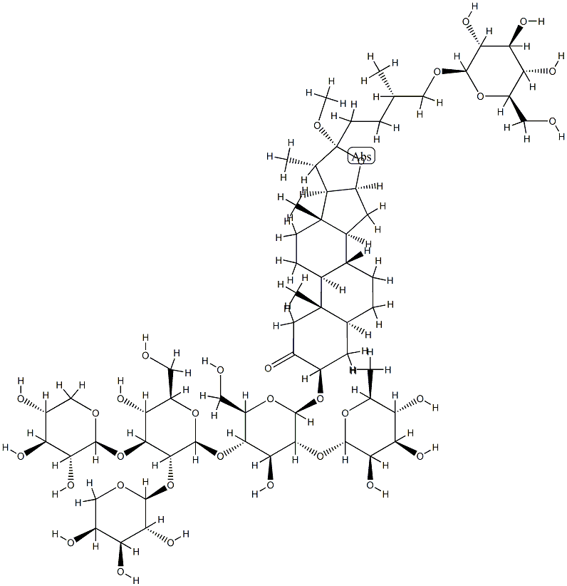 3-hydroxy-22-methoxy-26-glucopyranosyloxy-furostan-2-one-3-O-(O-rhamnopyranosyl-(1-2)-O-(O-arabinopyranosyl-(1-2)-O-(xylopyranosyl-(1-3))-glucopyranosyl-(1-4))galactopyranoside)|