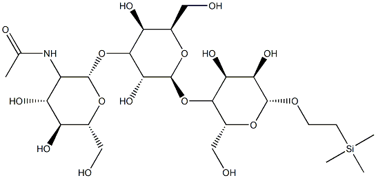 2-(trimethylsilyl)ethyl 4-O-(3-O-(2-deoxy-2-acetamido-glucopyranosyl)galactopyranosyl)galactopyranoside Structure