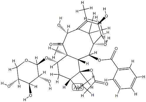 10-O-去乙酰基-7-O-BETA-D-吡喃木糖基浆果赤霉素 III, 157664-03-4, 结构式