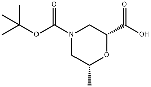 (2R,6R)-4-(tert-butoxycarbonyl)-6-MethylMorpholine-2-carboxylic acid Struktur
