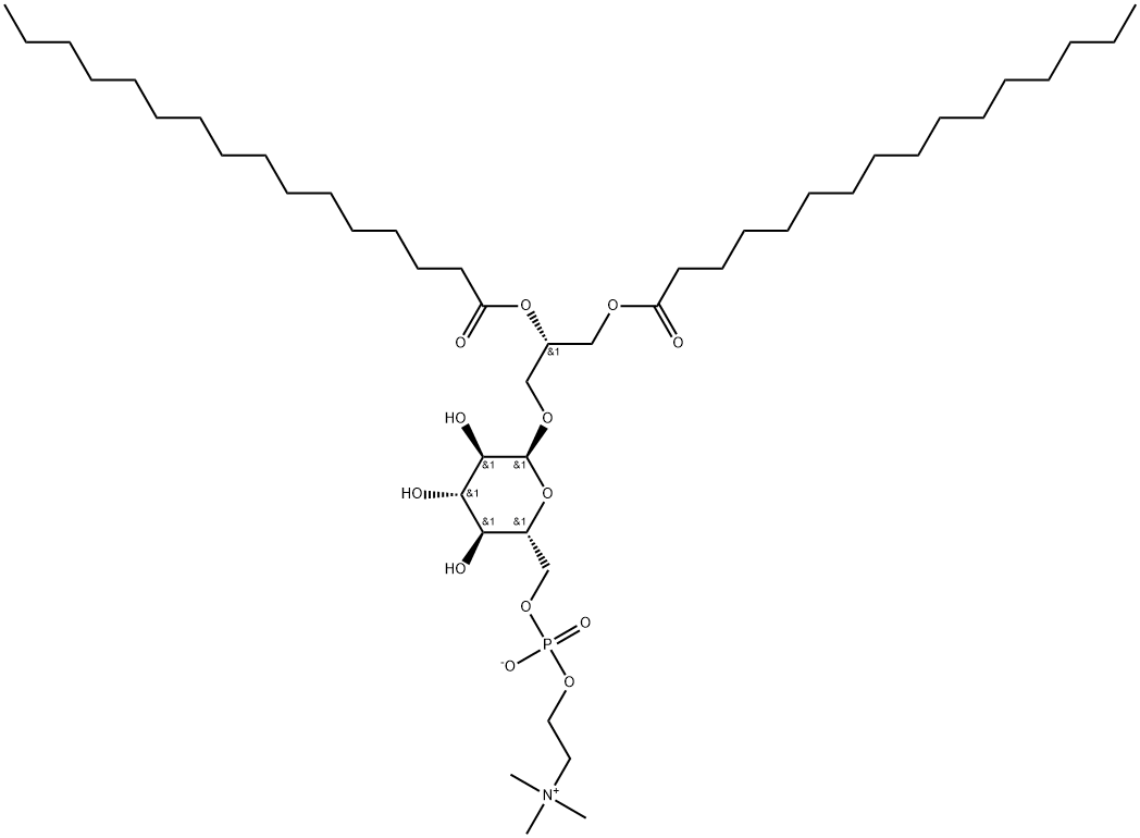 alpha-D-Glucopyranoside, 2,3-bis((1-oxohexadecyl)oxy)propyl, 6-(2-(tri methylammonio)ethyl hydrogenphosphate), inner salt, (S)- 化学構造式