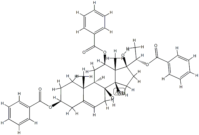 (14β,17S,20S)-Pregn-5-ene-3β,8,12β,14,17,20-hexol 3,12,20-tribenzoate,15894-87-8,结构式