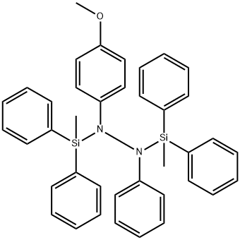 4-メトキシ-N,N'-ビス(メチルジフェニルシリル)ヒドラゾベンゼン 化学構造式