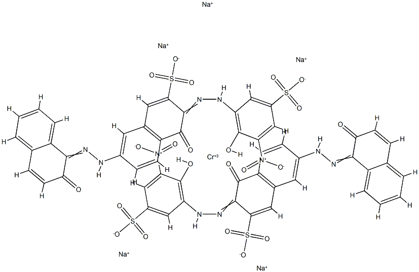 Chromate(5-), bis4-hydroxy-7-(2-hydroxy-1-naphthalenyl)azo-3-(2-hydroxy-3-nitro-5-sulfophenyl)azo-2-naphthalenesulfonato(4-)-, pentasodium 化学構造式