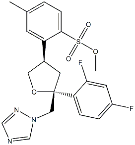 Toluene-4-sulfonic acid 5-(2,4-difluoro-phenyl)-5-[1,2,4]triazol-1-ylMethyl-tetrahydro-furan-3-ylMethyl Struktur