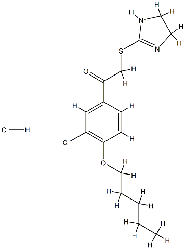 1-(3-chloro-4-pentoxy-phenyl)-2-(4,5-dihydro-1H-imidazol-2-ylsulfanyl) ethanone hydrochloride Structure