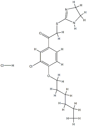 1-(3-chloro-4-hexoxy-phenyl)-2-(4,5-dihydro-1H-imidazol-2-ylsulfanyl)e thanone hydrochloride 结构式