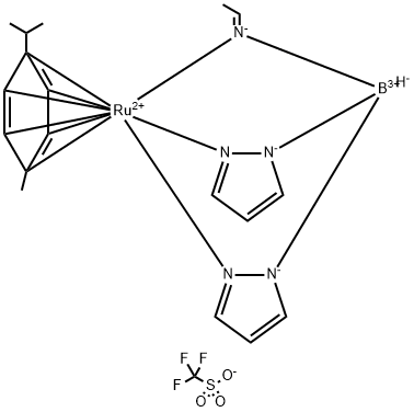 [Bis(pyrazol-1-yl)(acetimino)hydridoborato](p-cymene)ruthenium(II) trifluoromethanesulfonate Structure