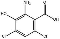 2-amino-4,6-dichloro-3-hydroxybenzoic acid(WX191676) 化学構造式