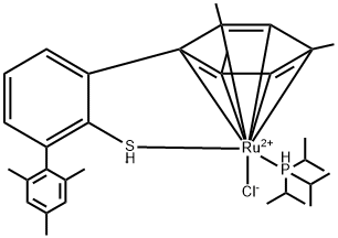 )-2,2'',4,4'',6,6''-六甲基[1,1':3',1''-三联苯]-2'-巯基-ΚS][三异丙基膦-ΚP]氯化钌(II) 结构式