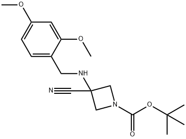 tert-butyl 3-cyano-3-((2,4-dimethoxybenzyl)amino)azetidine-1-carboxylate(WXC05264) 化学構造式