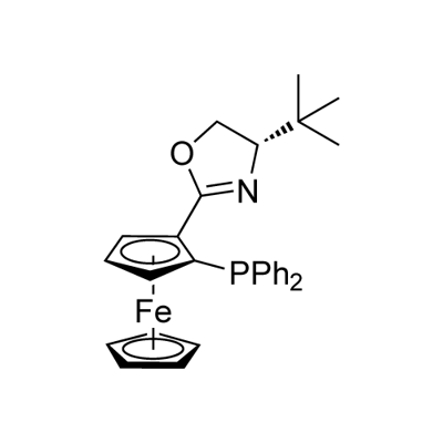 (4S)-叔丁基-(2R)-[2-(二苯基膦基)二茂铁基]-2-噁唑啉 结构式