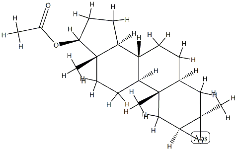 2β,3β-エポキシ-3-メチル-5α-アンドロスタン-17β-オールアセタート 化学構造式