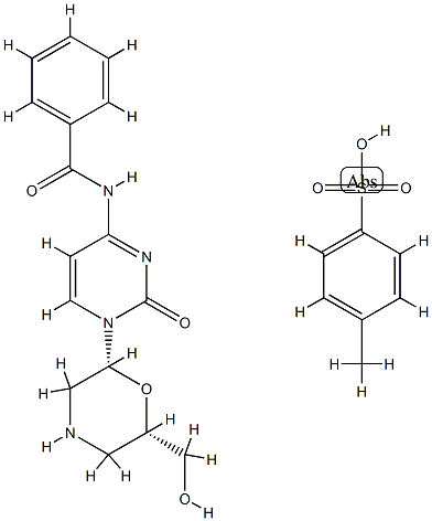 N4-Benzoyl-7'-OH-Morpholino cytosine tosylate salt 化学構造式