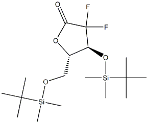 2-脱氧-3,5-二-O-[(1,1-二甲基乙基)二甲基硅基]-2,2-二氟-L-赤式戊呋喃酮糖-3,5-二醇, 166275-26-9, 结构式