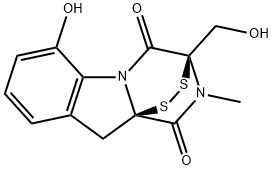 (3R)-2,3-Dihydro-6-hydroxy-3-(hydroxymethyl)-2-methyl-10H-3α,10aα-epidithiopyrazino[1,2-a]indole-1,4-dione 结构式