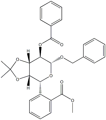 ベンジル3-O,4-O-イソプロピリデン-β-D-ガラクトピラノシドジベンゾアート 化学構造式
